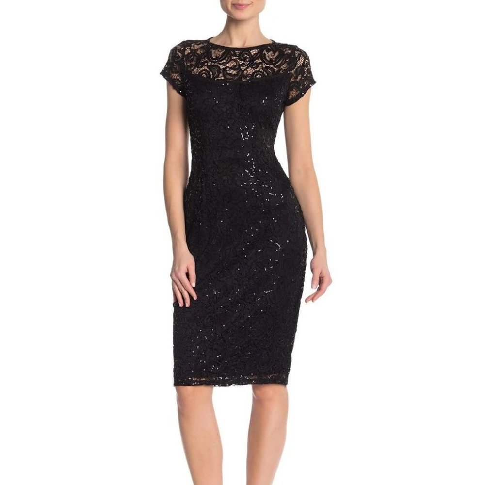 NWT Sequin Lace Cap Sleeve Sheath Dress